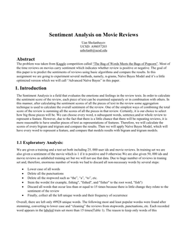 Sentiment Analysis on Movie Reviews