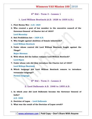 8Th History Term 3 Lessons 1 2 3 4 5 6 In