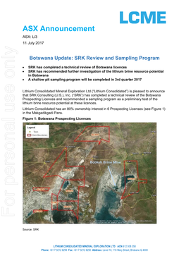 Botswana Update: SRK Review and Sampling Program