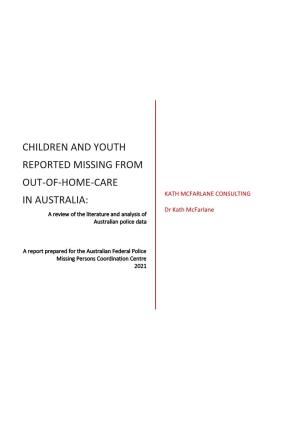 Children and Youth Reported Missing from Out-Of-Home-Care in Australia