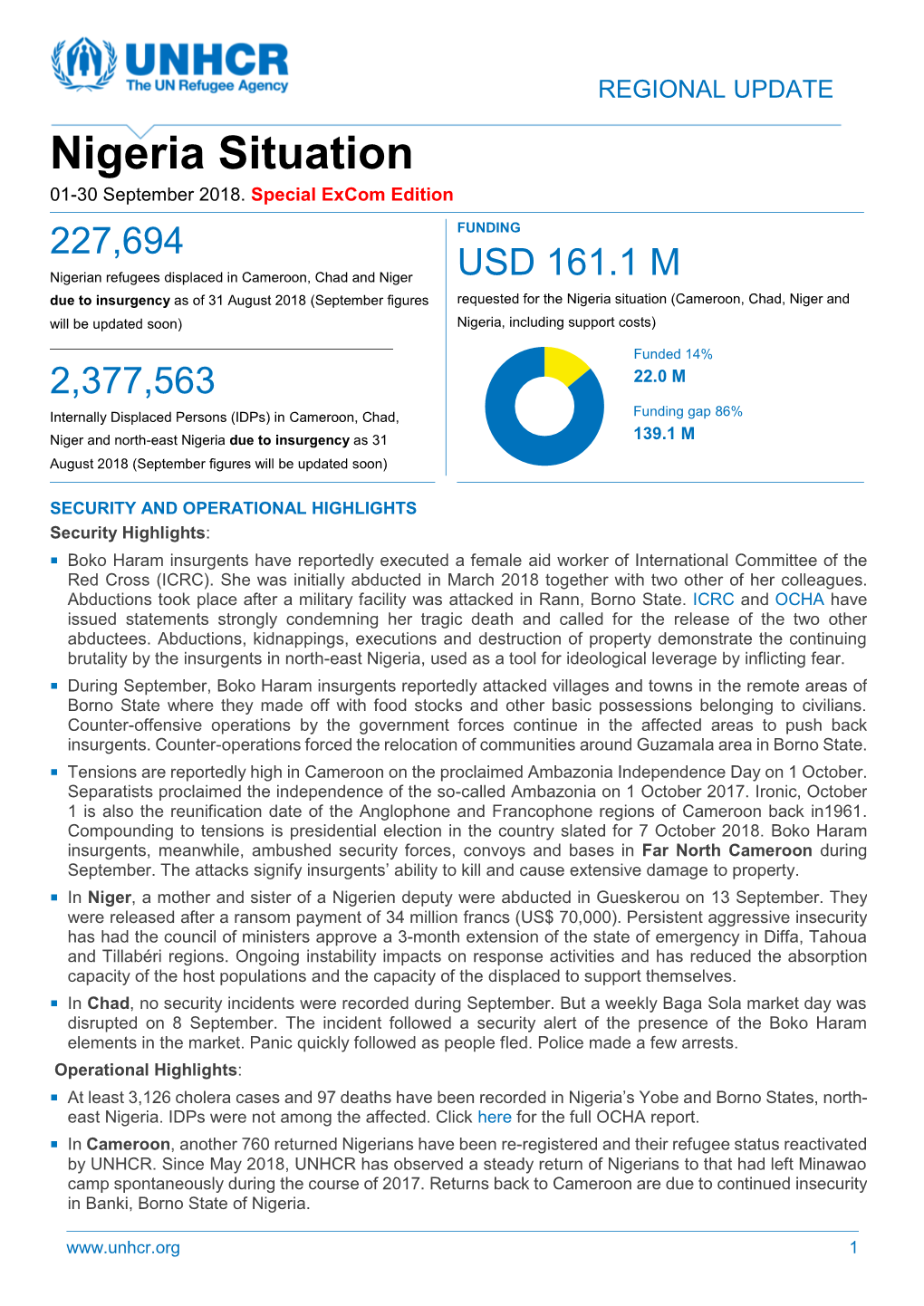 Nigeria Situation 01-30 September 2018