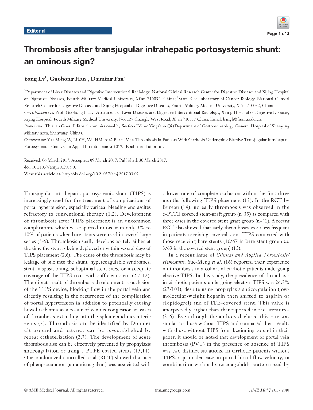 Thrombosis After Transjugular Intrahepatic Portosystemic Shunt: an Ominous Sign?