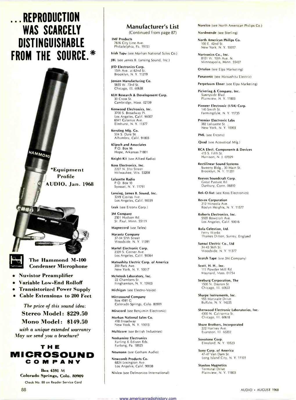 Microsound Company Sharpe Instruments, Inc