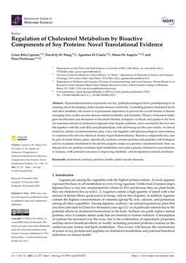 Regulation of Cholesterol Metabolism by Bioactive Components of Soy Proteins: Novel Translational Evidence