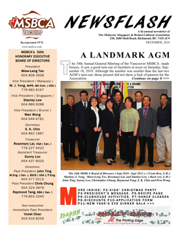 NEWSFLASHA Bi-Annual Newsletter of the Malaysia, Singapore & Brunei Cultural Association 238, 2680 Shell Road, Richmond, BC