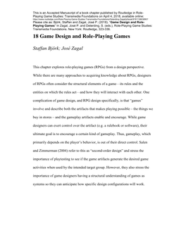Game Design and Role-Playing Games