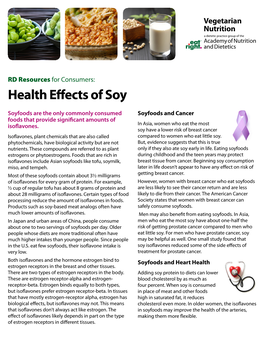 RD Resources for Consumers: Health Effects of Soy