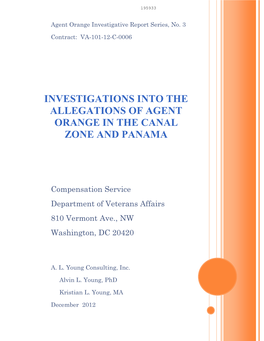 Investigations Into Allegations of Agent Orange in the Canal Zone