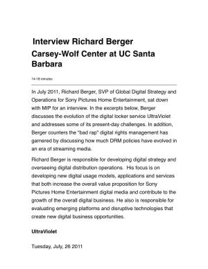 Richard Berger, SVP of Global Digital Strategy and Operations for Sony Pictures Home Entertainment, Sat Down with MIP for an Interview
