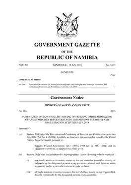 Government Gazette Republic of Namibia