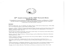 Anniversary of the 1967 Newark Riots Bibliography