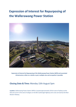 Expression of Interest for Repurposing of the Wallerawang Power Station