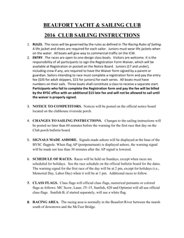 Spring Series Sailing Instructions