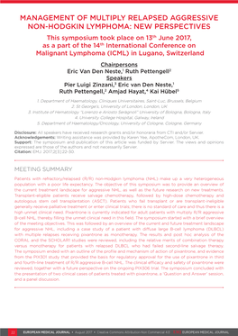 Management of Multiply Relapsed Aggressive Non-Hodgkin Lymphoma