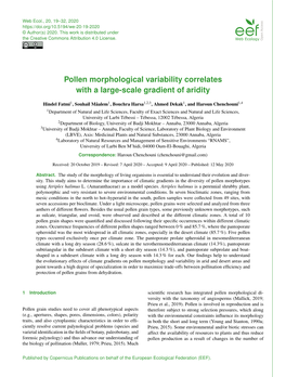 Pollen Morphological Variability Correlates with a Large-Scale Gradient of Aridity