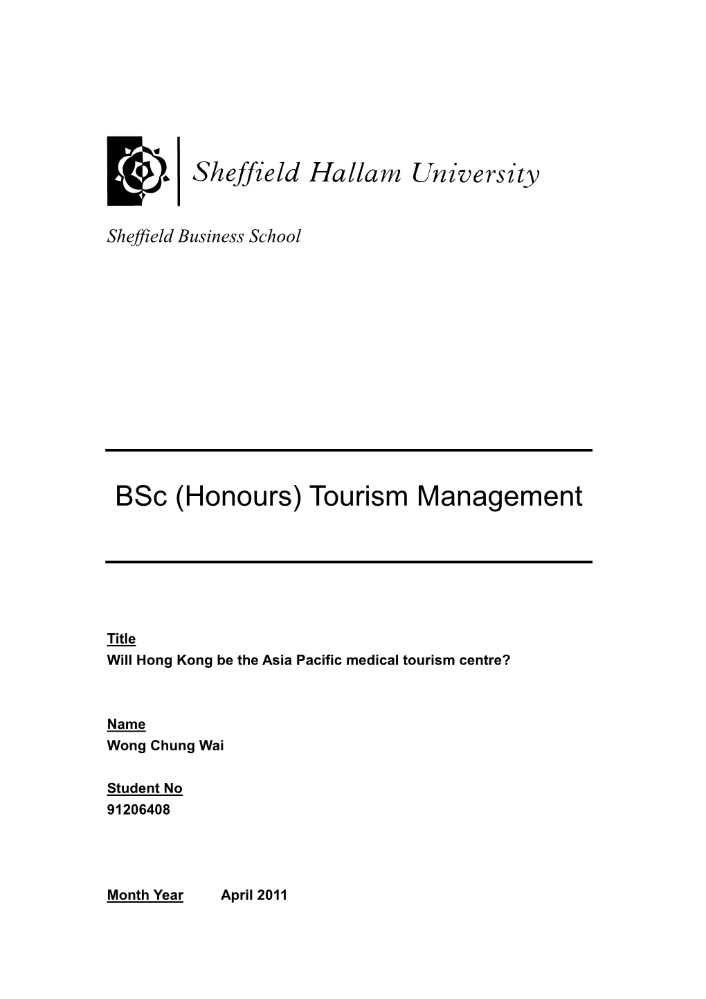 Bsc (Honours) Tourism Management