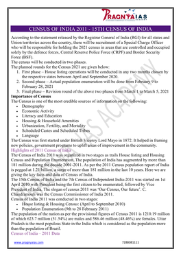 Census 2011 Upsc