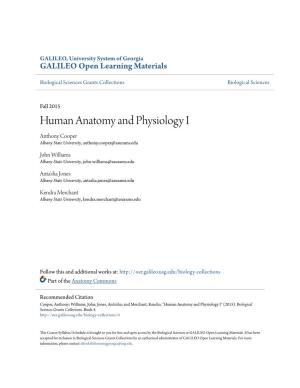 Human Anatomy and Physiology I Anthony Cooper Albany State University, Anthony.Cooper@Asurams.Edu