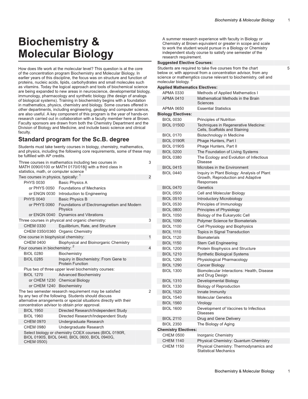 Biochemistry & Molecular Biology