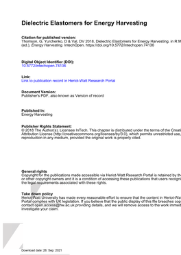 Dielectric Elastomers for Energy Harvesting