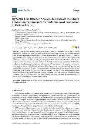 Dynamic Flux Balance Analysis to Evaluate the Strain Production Performance on Shikimic Acid Production in Escherichia Coli