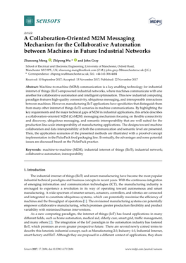 A Collaboration-Oriented M2M Messaging Mechanism for the Collaborative Automation Between Machines in Future Industrial Networks