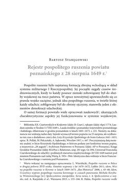 Rejestr Pospolitego Ruszenia Powiatu Poznańskiego Z 28 Sierpnia 1649 R.1