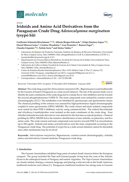Iridoids and Amino Acid Derivatives from the Paraguayan Crude Drug Adenocalymma Marginatum (Ysypó Hû)