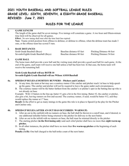 Sixth, Seventh, & Eighth Grade Baseball Revised