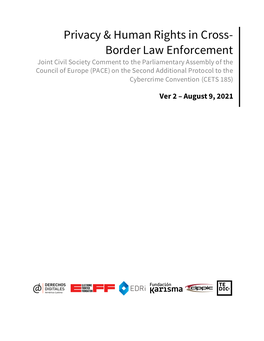 Privacy & Human Rights in Cross- Border Law Enforcement