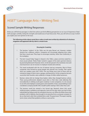 Scored Sample Writing Responses for the Hiset Language Arts