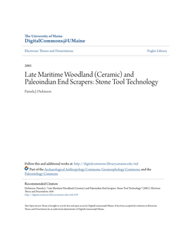 Late Maritime Woodland (Ceramic) and Paleoindian End Scrapers: Stone Tool Technology Pamela J