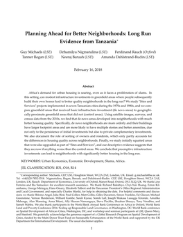 Planning Ahead for Better Neighborhoods: Long Run