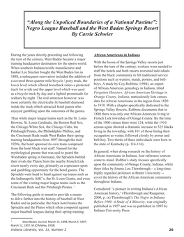 Negro League Baseball and the West Baden Springs Resort by Carrie Schwier