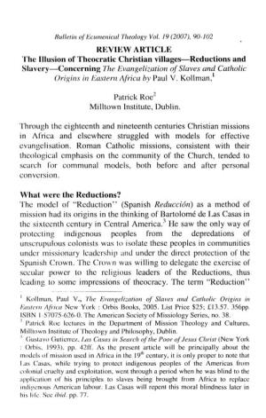 Villages-Reductions and Cvangelisation. Roman Catholic