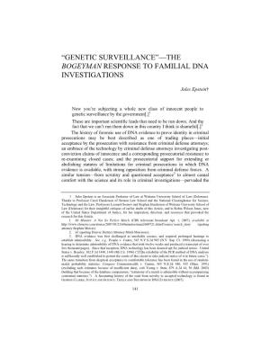―Genetic Surveillance‖—The Bogeyman Response to Familial Dna Investigations