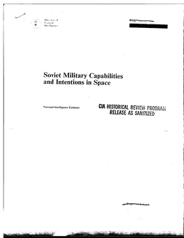 Soviet Military Capabilities and Intentions in Space
