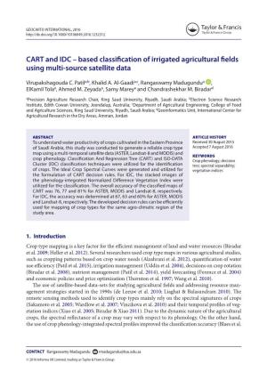 CART and IDC – Based Classification of Irrigated Agricultural Fields Using Multi-Source Satellite Data