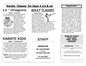 Karate Classes for Ages 4 Yrs & Up