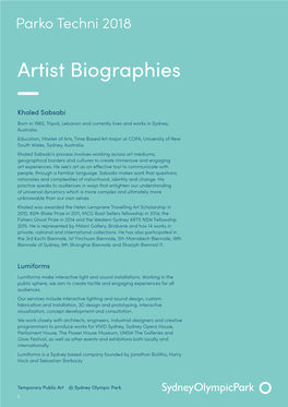 Artist Biographies