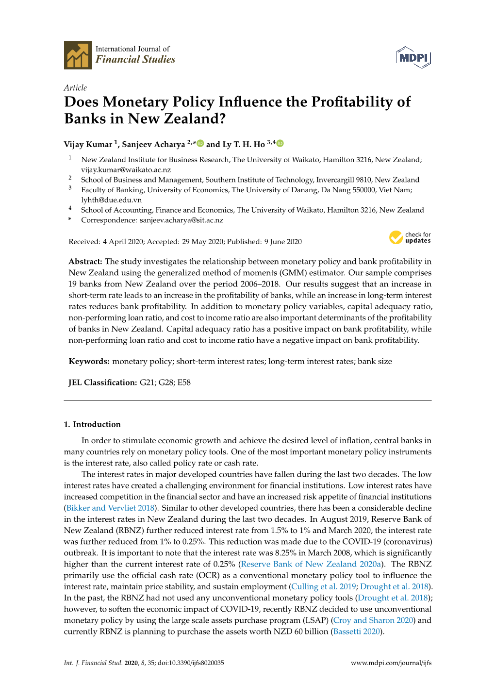 Does Monetary Policy Influence the Profitability of Banks in New Zealand?