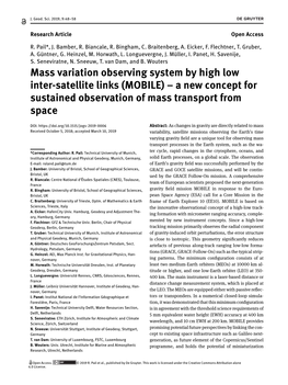 Mass Variation Observing System by High Low Inter-Satellite Links (MOBILE) – a New Concept for Sustained Observation of Mass Transport from Space
