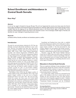 School Enrollment and Attendance in Central South Somalia
