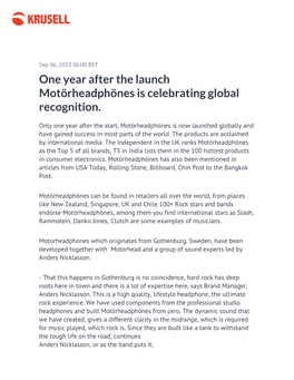 One Year After the Launch Motörheadphönes Is Celebrating Global Recognition