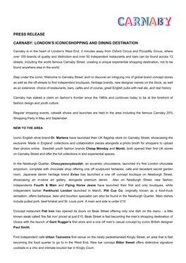 Press Release Carnaby: London's Iconicshopping