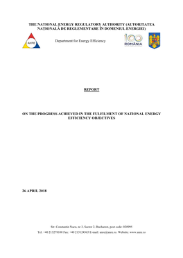 The National Energy Regulatory Authority (Autoritatea Națională De Reglementare În Domeniul Energiei)