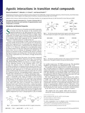 Agostic Interactions in Transition Metal Compounds