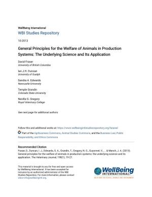 General Principles for the Welfare of Animals in Production Systems: the Underlying Science and Its Application