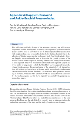 Appendix A: Doppler Ultrasound and Ankle–Brachial Pressure Index