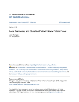 Local Democracy and Education Policy in Newly Federal Nepal